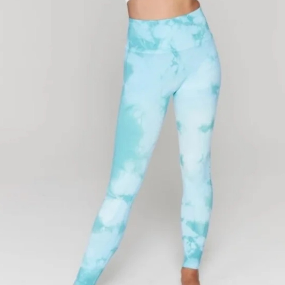Spiritual Gangster Ribbed Seamless Tie Dye Leggings Blue